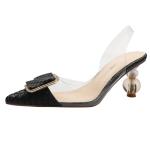 6111-5 European And American Sexy Pointed Toe Square Buckle High Heels, One Word