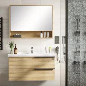 Wholesale Floating 24 Inch Wall Hung Vanity Unit With Sink Natural Wood from china suppliers
