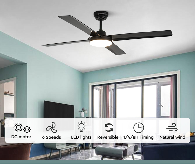 1stshine LED Ceiling Fan 5 Speeds 4 Blades Support Dimmer LED Lighting