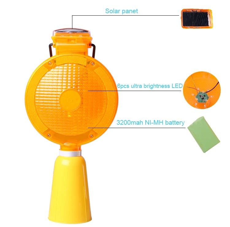 Solar Powered Road Construction Traffic Blinking Barricade Warning Lights Obstacle Safety Flashing Light