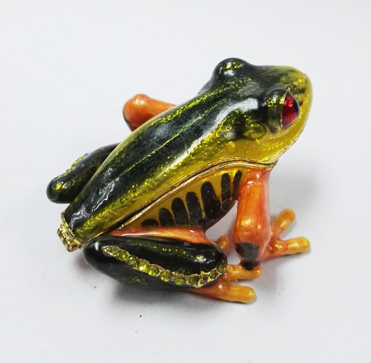 Frog diamond decoration trinket jewelry box petwer metal jewelry box for jewelry
