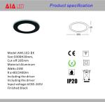 Round Black AC85-265V recessed IP20 18W ultrathin LED Panel light