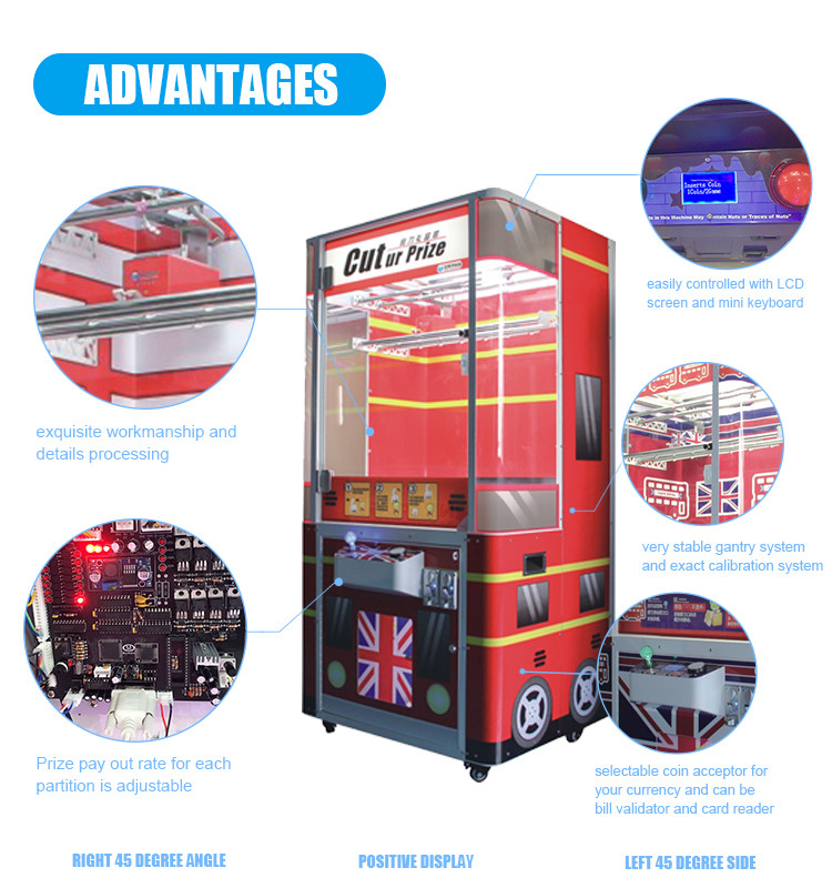 Metal Frame Cut String Vending Game Machine / Toy Catcher Machine