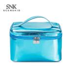 Daily Waterproof Blue Wash PU Cylinder Makeup Bags