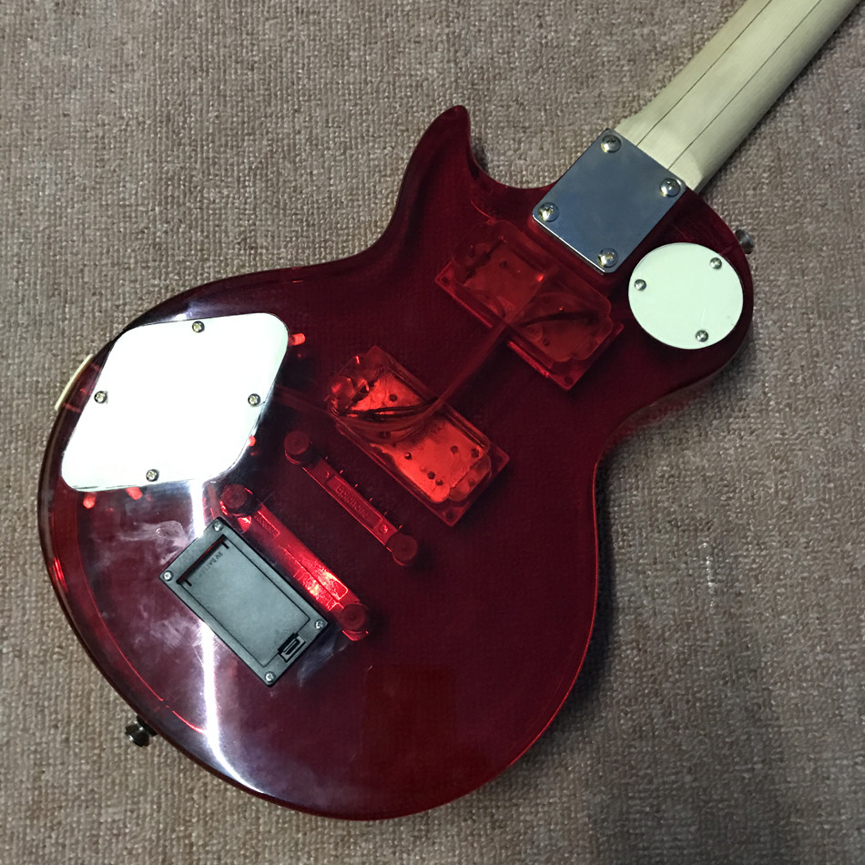 High quality LED light acrylic electric guitar maple fingerboard, free shipping