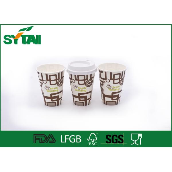 Customsized Hot Drink Paper Cups With Lid / Coffee Takeaway Cups ISO9001 Certification