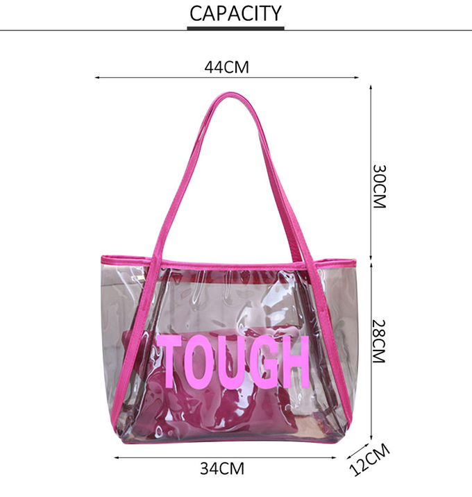 Fashion Clear Shoulder PVC Beach Totes With Interior Pocket