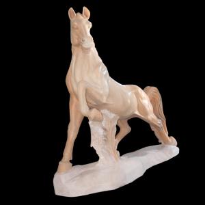 Wholesale Nature Stone carving horse sculpture pink marble animal sculpture,stone carving supplier from china suppliers