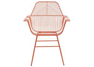 Wholesale Waterproof Outdoor Restaurant Stackable Steel Wire Iron Red Dining Arm Chairs from china suppliers