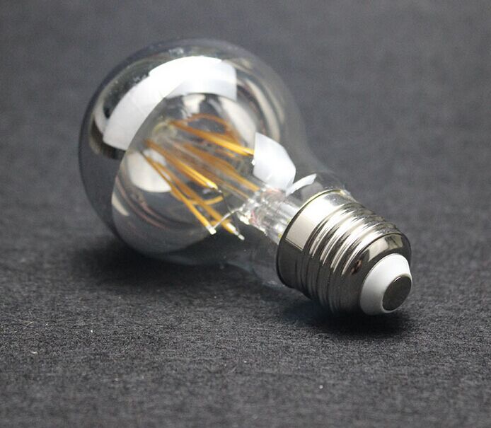 decorative lighting dimmable A60 LED bulbs half chrome silvertip