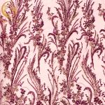 Purple 3D Embroidery Lace Fabric 0.9144 Meter For Nigerian Wedding Dress