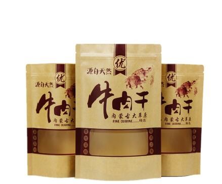 Top Quality Eco-friendly Recyclable Food Grade brown kraft paper bag With Window For Snack Packaging