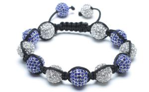 Wholesale Adjustable Shamballa Bracelet, Blue &amp; Crystal Rhinestone Ball from china suppliers