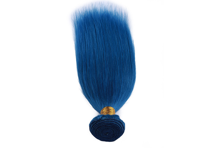 Double Stitch Weft Hair Extensions Human Hair Dark Blue Color AAAA Grade