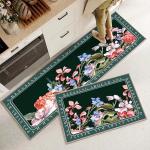 Plant Flower Printing Kitchen Floor Mats Non Slip 40*60mm Rectangle