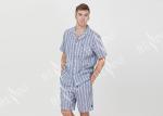 Anti Pilling Mens Luxury Sleepwear Woven Cotton Linen Yarn Dyed Pajamas Shorts