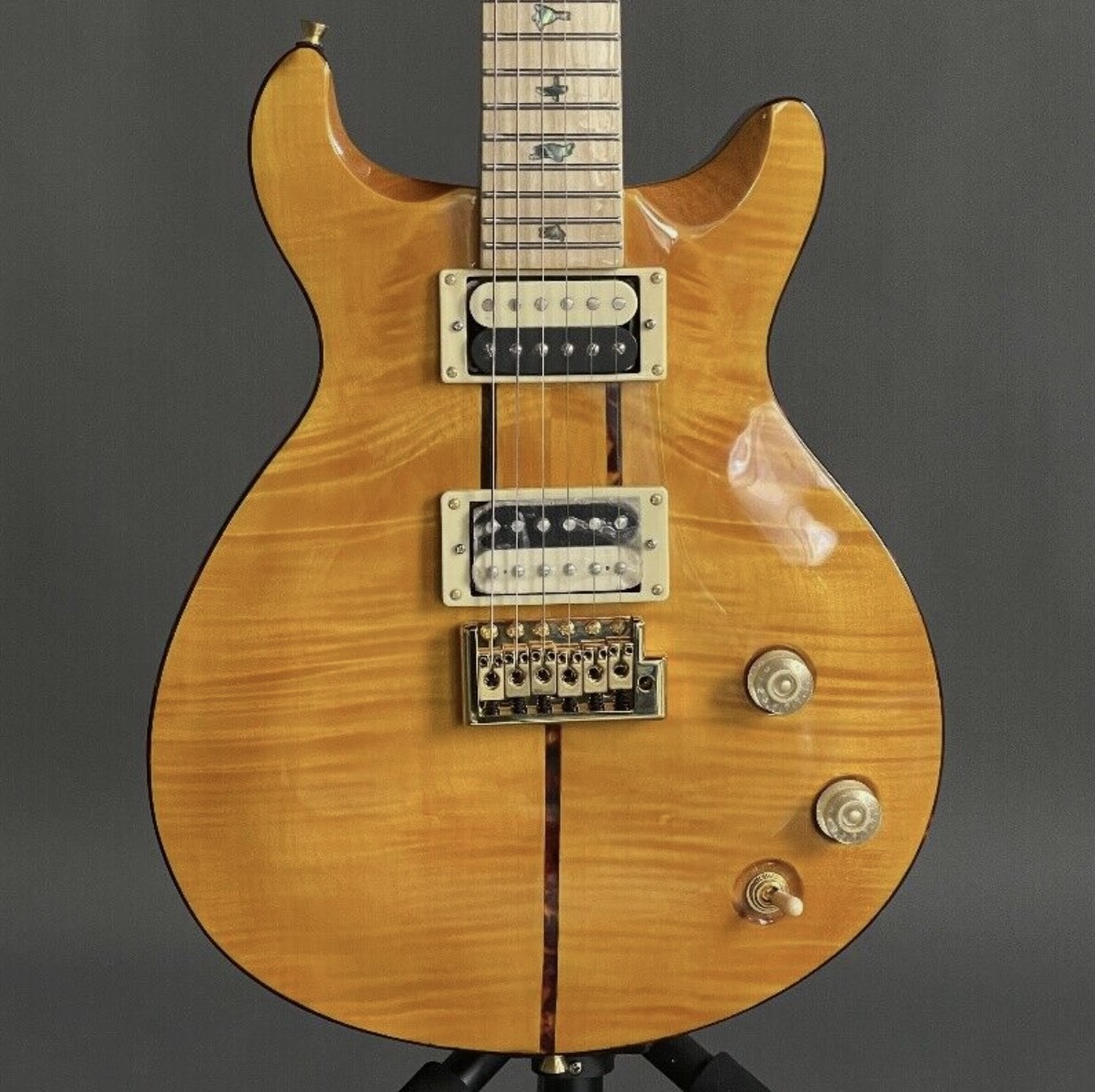 Custom SE Santana Electric Guitar Chrome Part Abalone Bird Inlay Flame Maple Top
