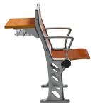 Cherry Wood Armed College Classroom Furniture / Student Chair With Fixed Table