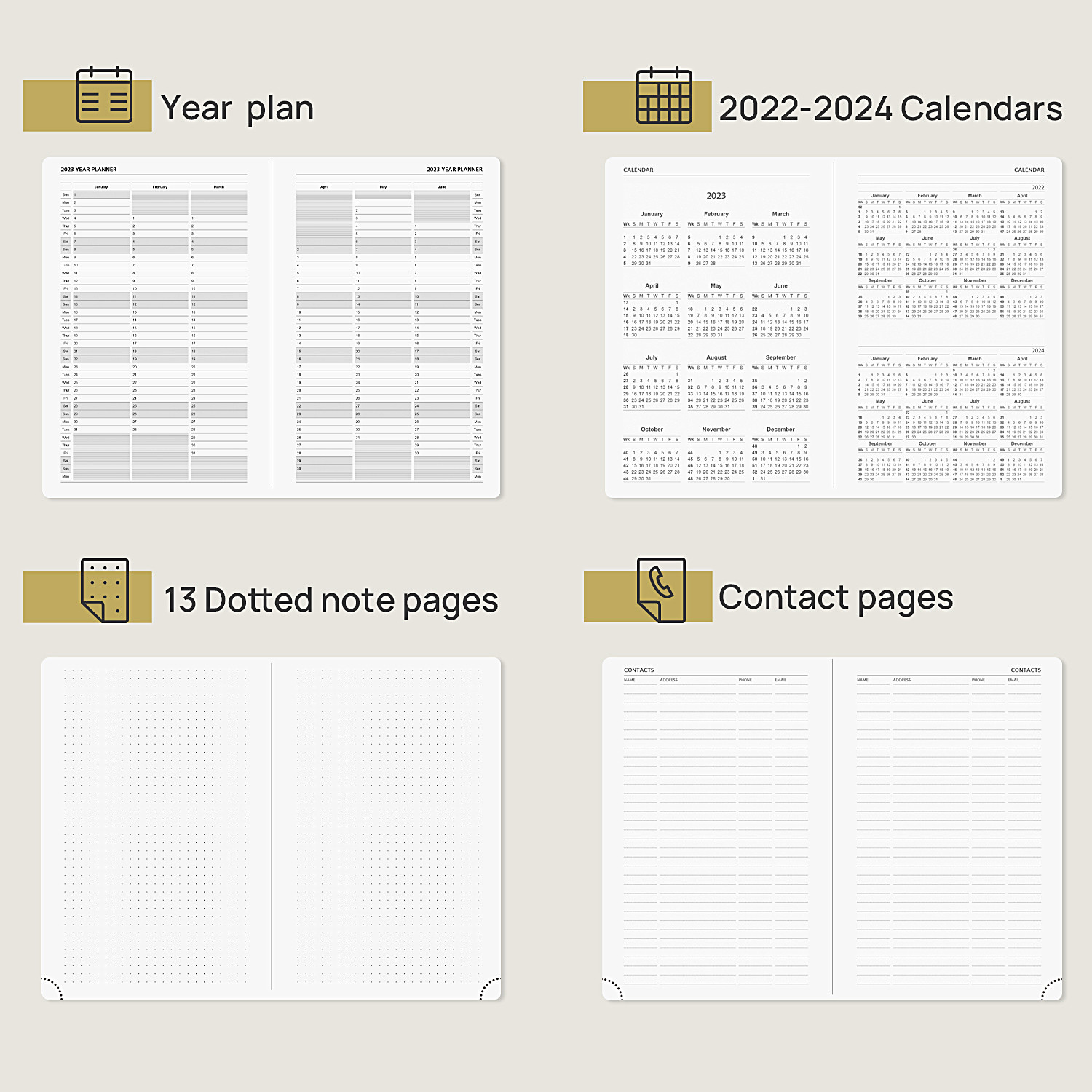 Hardcover Blue 2023 Daily Planner , Monthly Weekly Schedule 1 Page Per Day Planner
