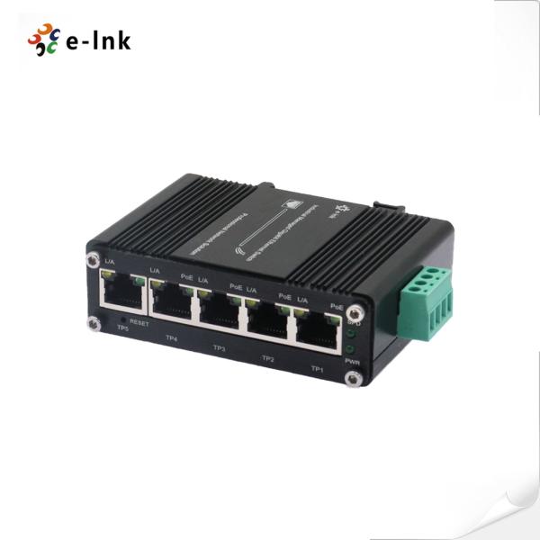 Mini Industrial Managed 4-Port 10/100/1000T 802.3at PoE 30W + 1-port 10/100