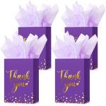 Business Shopping Custom Handmade Flat Bottom Kraft Paper Bags With Thank You