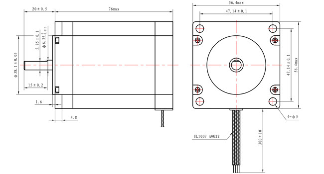 1.32N.M NEMA 23 Steper Motor 57x57x76mm 1.0A For Knitting Machine