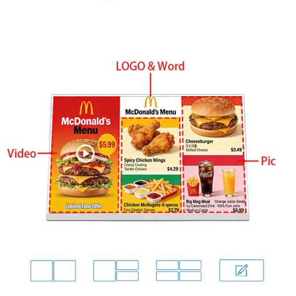 Commercial Digital Menu Board Display for Fast Food Chains and Cafes