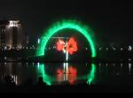 Creative Outdoor Digital Laser Water Screen Curtain , Laser Water Fountain Movie
