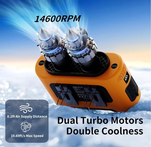 Socool Fan 14500mAh Clip Waist Fan Orange Black Adjustable Mobile Fan Type-C