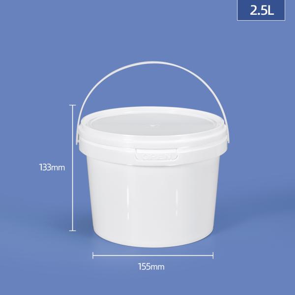 1L Thicken Decorative Round Plastic Buckets With Handle for Christmas Gift Toy Package