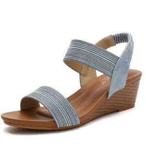 Wholesale BS043 Sandals Women2020 Summer New Sandals Casual Fashion Word Belt Mid-Slope Heel Sandals Female Mother Shoes from china suppliers