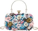LETODE FLOWER CLUTCH PURSE EVENING BAG FOR WOMEN FORMAL PARTY HANDBAG CHAIN