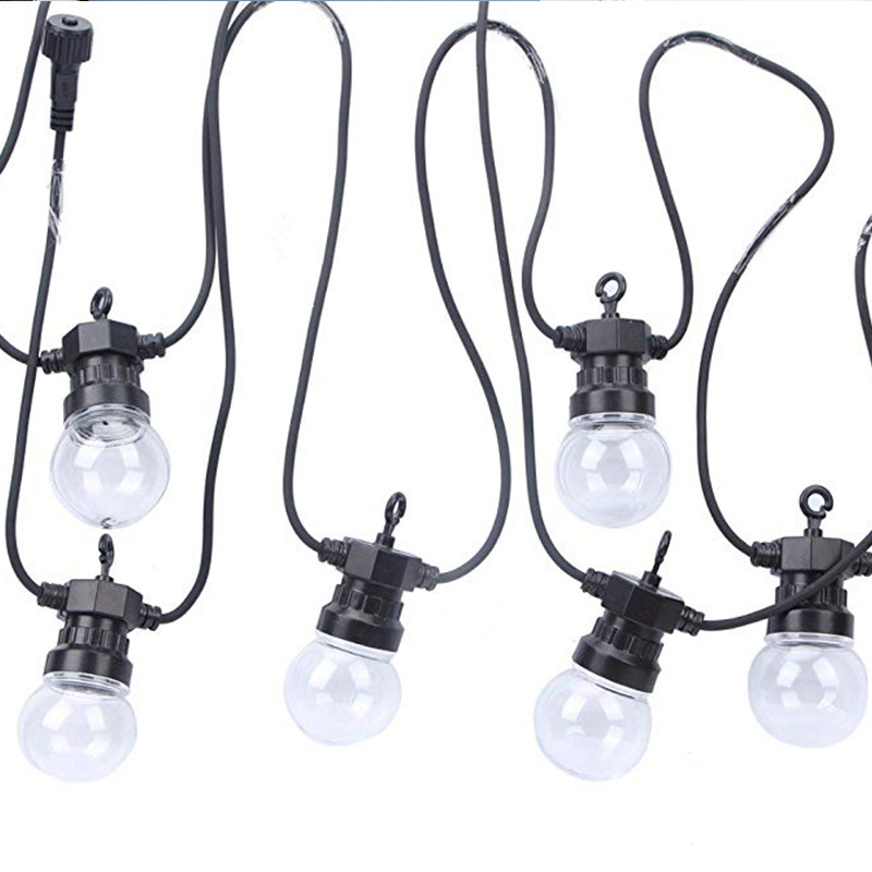 G50 LED String Lights Globe Hanging Loops Suspension Type Black Wire Connectable Indoor Outdoor Patio Lights Waterproof