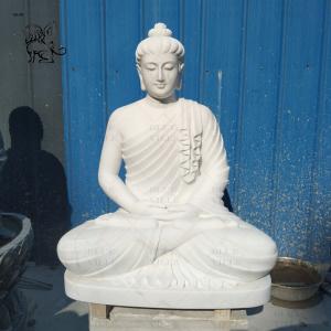 Wholesale White Marble Stone Gautam Buddha Statues Home Decor Hand Carved Garden Decoration Modern Outdoor from china suppliers