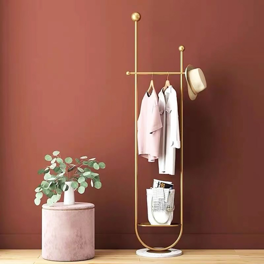 Modern Minimalist Movable Storage Floor Hanger Rack With Wheels