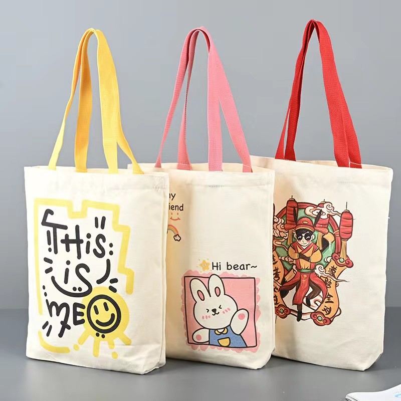 Manufacturers produce fashionable cotton bags fine printing large capacity good storage large price concessions