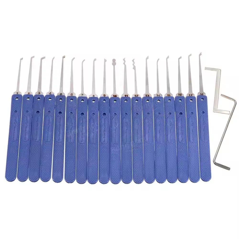 Blue Klom lock picks 18 Pieces Stainless Steel Lock Pick Set steel Lock Opener Locksmith Supplies picks