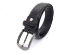 Black 35MM Embossed Mens Leather Dress Belt For Pants