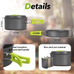 Stainless Steel Camping Outdoor Cookware Mess Kit Set, Folding Cookset Camping