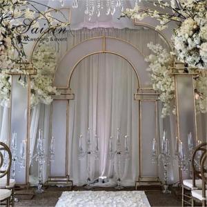Wholesale Event Decoration Curtain Backdrop Engagement White Membrane Gold Arch Door Frame 200cm from china suppliers