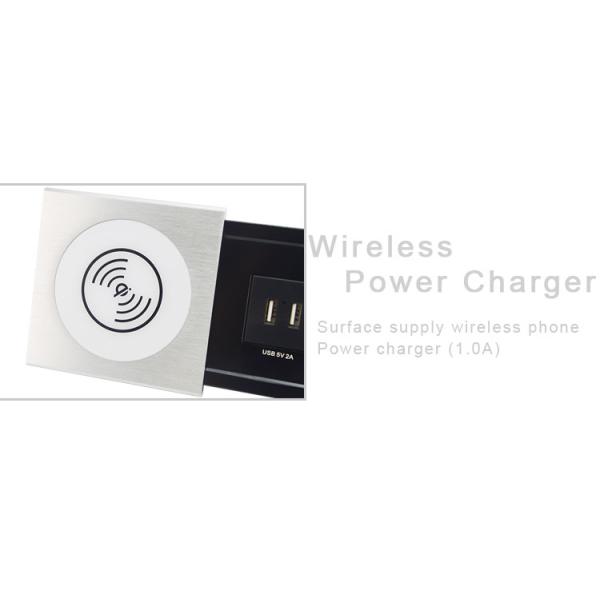 Brushed Aluminum Box FR Power Sliding Cover Tabletop Power Data Outlets