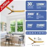 5 Speed Choice Remote Control Wood Ceiling Fan for Indoor Villa Energy
