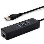 RJ45 Gigabit Ethernet Plastic ABS 3 Port USB 3.0 HUB
