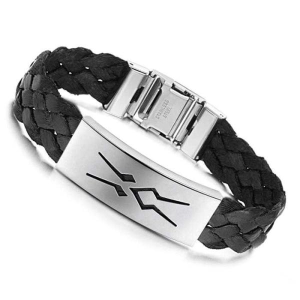 Tagor Stainless Steel Jewelry Super Fashion Silicone Leather Bracelet Bangle