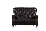High Back 2 Seater Leather Sofa Vintage Double Colors Living Room Furniture