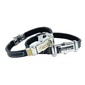 Wholesale Europ American Fashion Trendy Stainless Steel Geniune PU Leather Bracelet Bangle LBL138 from china suppliers