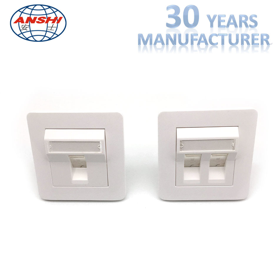 RJ45 Network Face Plate 2 Port 86 Type Wall Face Plate For Telephone / Workstation