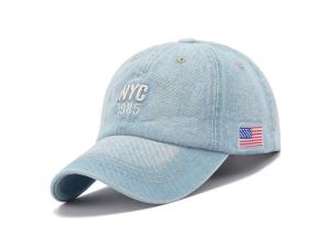 Wholesale Fashion Style Light Blue Denim Cap , Soft Touch 5 Panel Female Baseball Caps from china suppliers