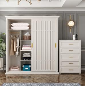 Wholesale 2 Sliding Door Modern White Wardrobe MDF Wooden Veneer Finish from china suppliers