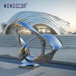 Modern Large Outdoor Metal Sculpture Stainless Steel Mirror Surrounding Circle